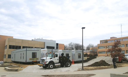Construction crews set up headquarters for the LEEP2 Construction Project