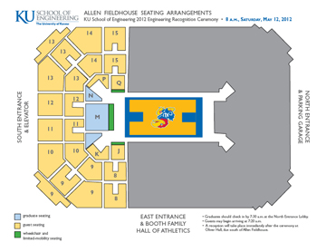Seating plan for the 2012 Engineering Recognition Ceremony
