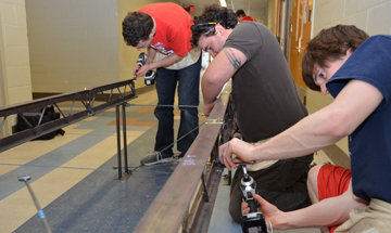 A team of six University of Kansas School of Engineering students is putting the finishing touches on its entry for the 2013 American Society of Civil Engineers (ASCE) steel bridge competition