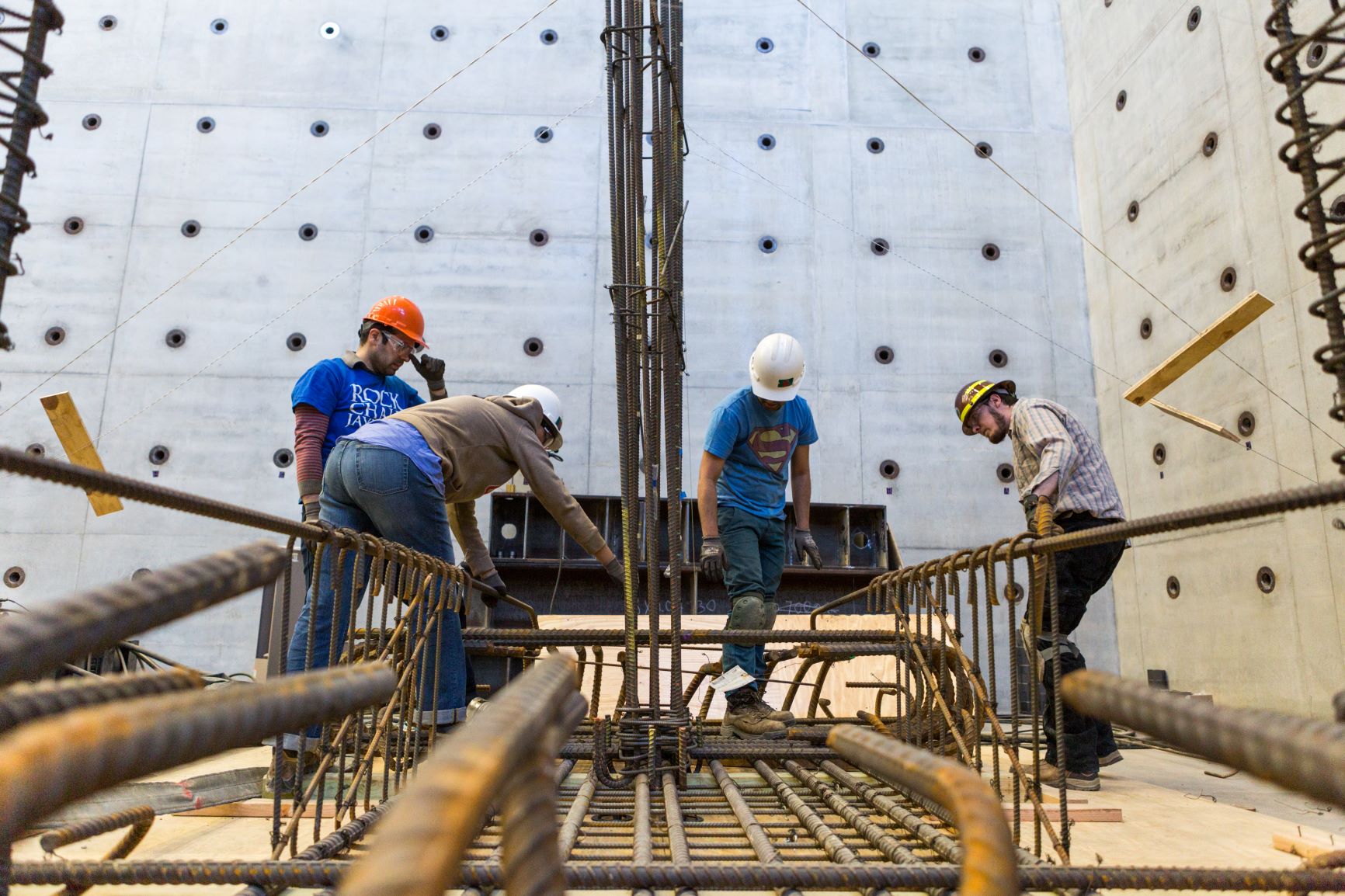 Engineering students working