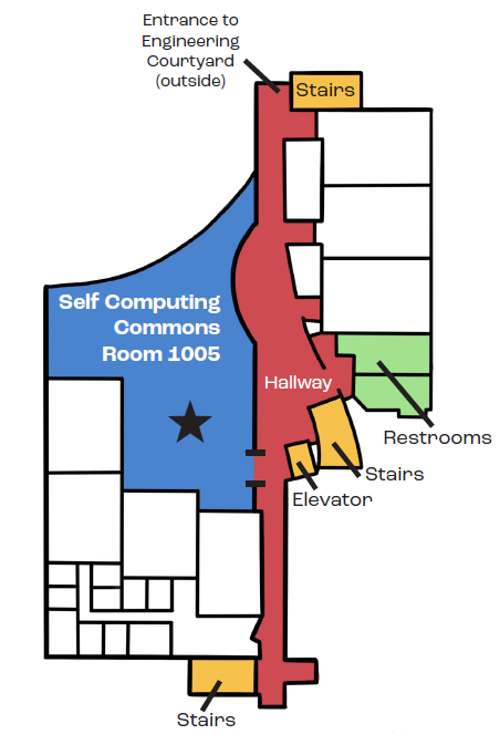 Map of the first floor of Eaton Hall with the Self Computing Commons Room