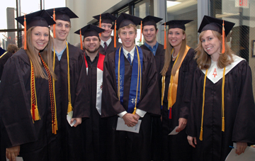 Several of the outstanding seniors for 2008 gather before the recognition ceremony.