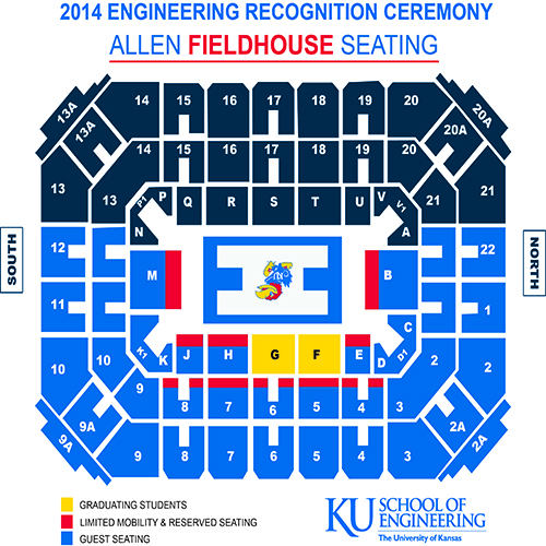 Allen Fieldhouse seating chart for the 2014 Engineering Recognition Ceremony